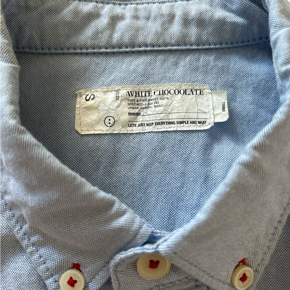 Light blue button down shirt dress, size/small, brand: chocolate - Picture 4 of 5